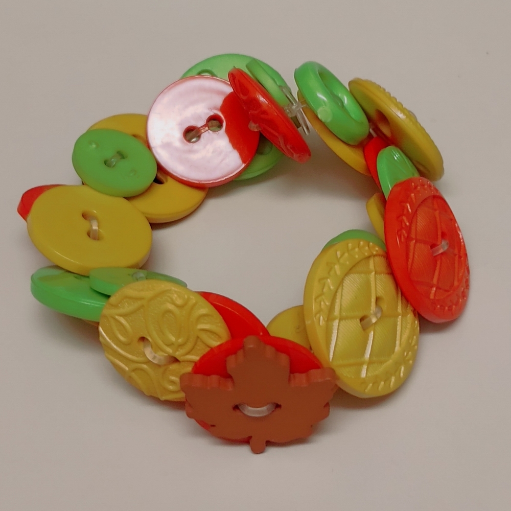 Slightly Stretchy Bracelet - handmade with buttons. EUC.